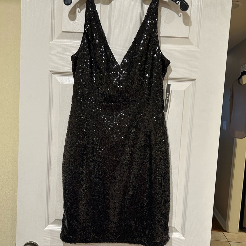 NWT Black Sequin Mini Dress (knee legnth)